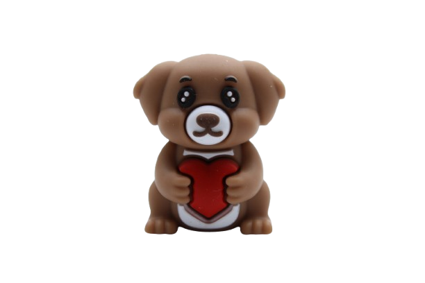 Chien 3D avec coeur - Perle en silicone