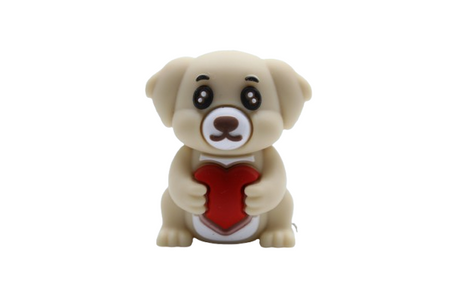 Chien 3D avec coeur - Perle en silicone