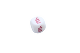 Lettre 12mm Exclusivité: Blanc - Rose sucré - Perle en silicone