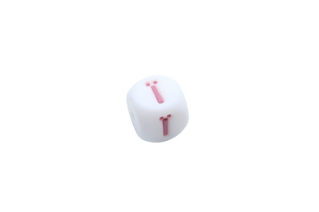 Lettre 12mm Exclusivité: Blanc - Rose sucré - Perle en silicone