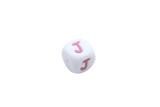 Lettre 12mm Exclusivité: Blanc - Rose sucré - Perle en silicone