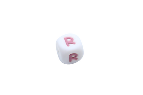 Lettre 12mm Exclusivité: Blanc - Rose sucré - Perle en silicone