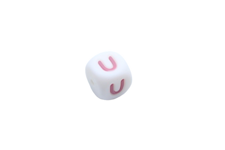 Lettre 12mm Exclusivité: Blanc - Rose sucré - Perle en silicone