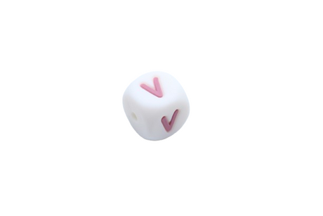 Lettre 12mm Exclusivité: Blanc - Rose sucré - Perle en silicone