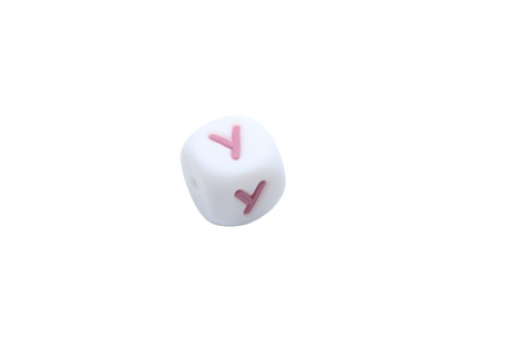 Lettre 12mm Exclusivité: Blanc - Rose sucré - Perle en silicone