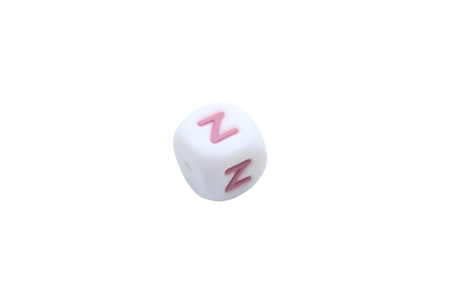 Lettre 12mm Exclusivité: Blanc - Rose sucré - Perle en silicone