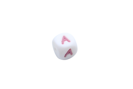 Lettre 12mm Exclusivité: Blanc - Rose sucré - Perle en silicone