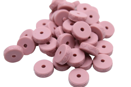 Mini rondelle avec coeur - Perle en silicone