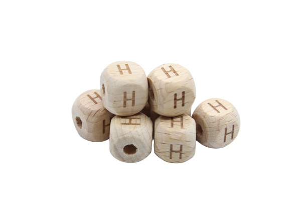 Lettre 12mm - en hêtre naturel - Perle en bois