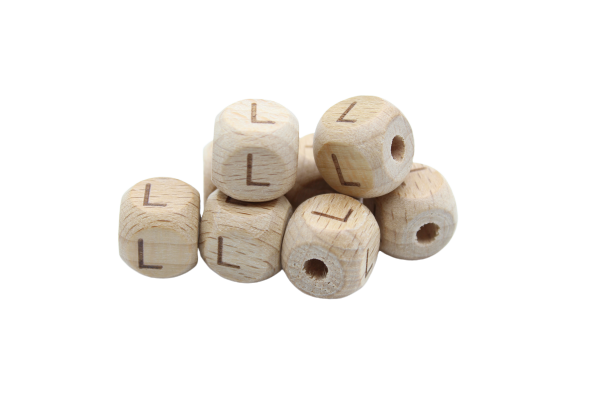 Lettre 12mm - en hêtre naturel - Perle en bois