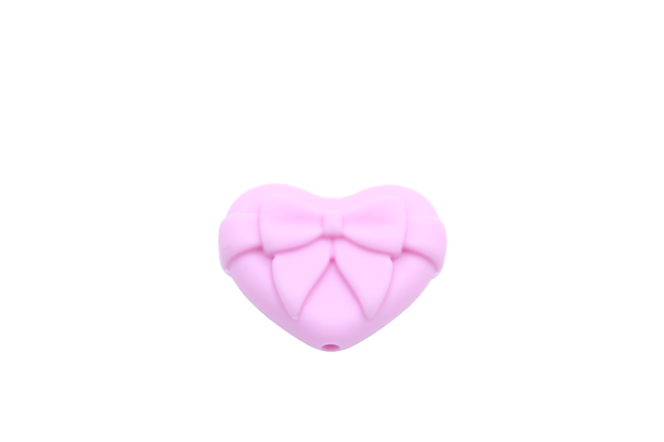 Coeur avec noeud - Perle en silicone