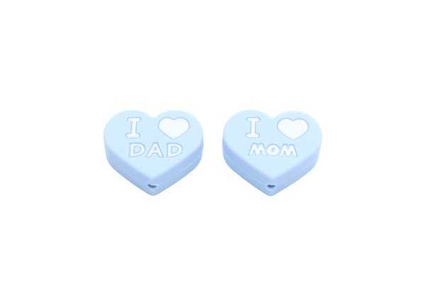 Coeur "I ♥ MON , I ♥ DAD" - Perle en silicone